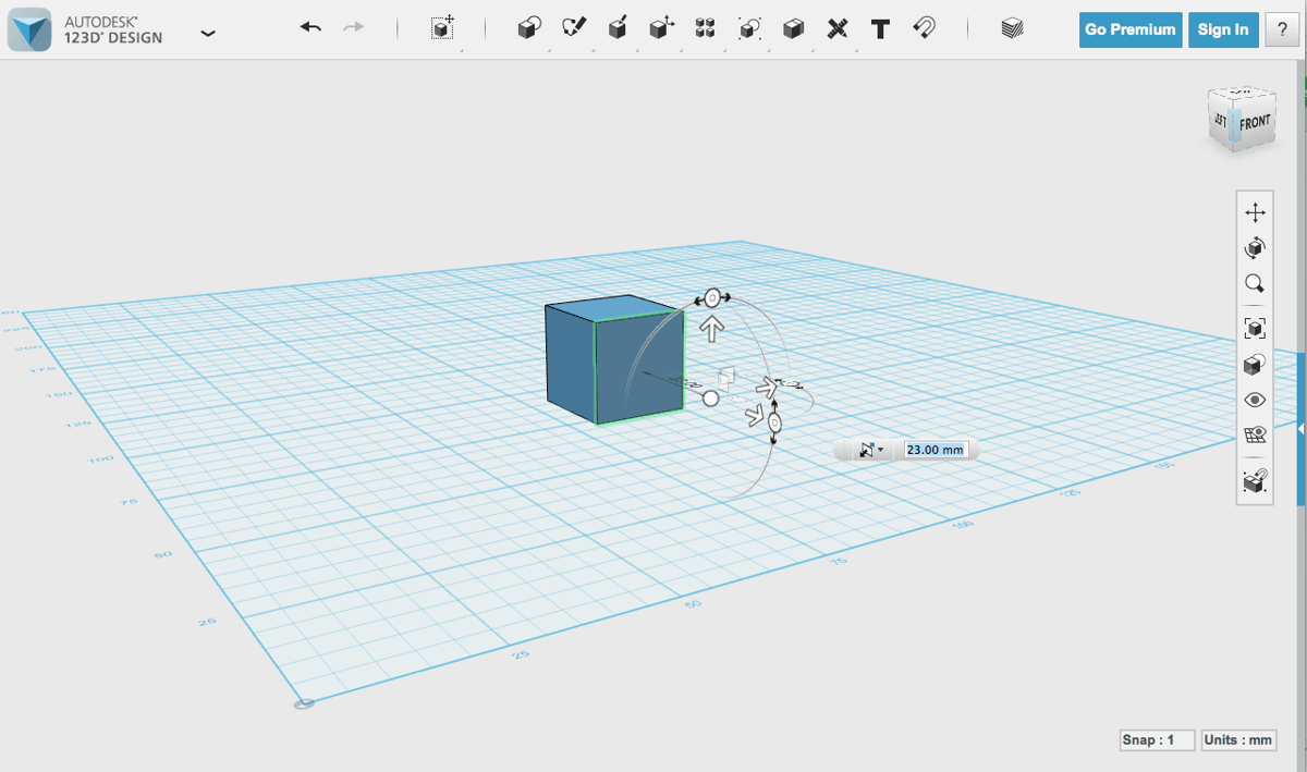 123D Design's interface lets you modify simple shapes through intuitive on-screen commands (image: 123D Design)