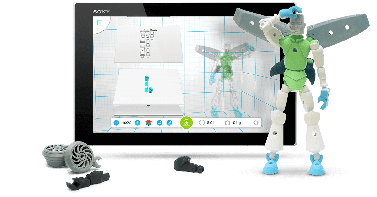 Tinkerplay (previously Modio) lets you create complex robot models that are easy to 3D print (image: 123DApp)