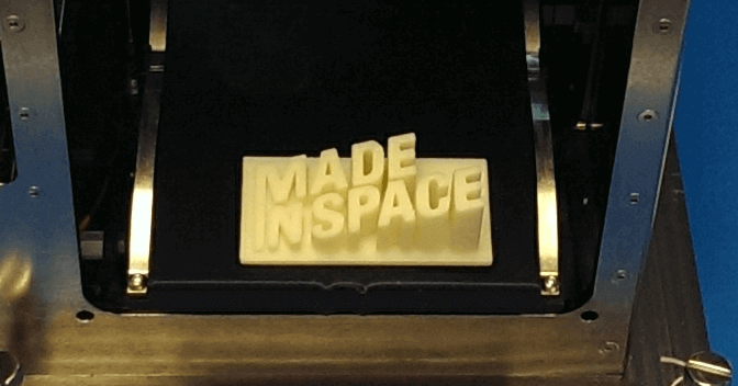 A 3D printed object in the Zero Gravity 3D Printer print tray (source: Made in Space)