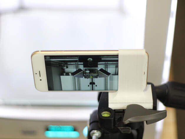 A iPhone 6 fastened to a Manfretto tripod (source: Thingiverse)