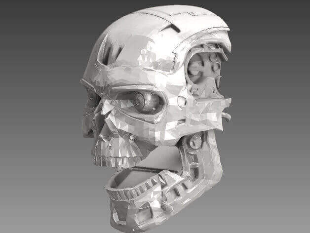 If you put a motor, a speaker and an Arduino in the back of the head, this T-800 could even speak (image: Thingiverse)