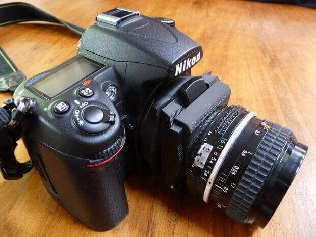 The 3D printed Nikon F-mount tilt shift adapter is the only one that can also move the lens horizontal: shift.