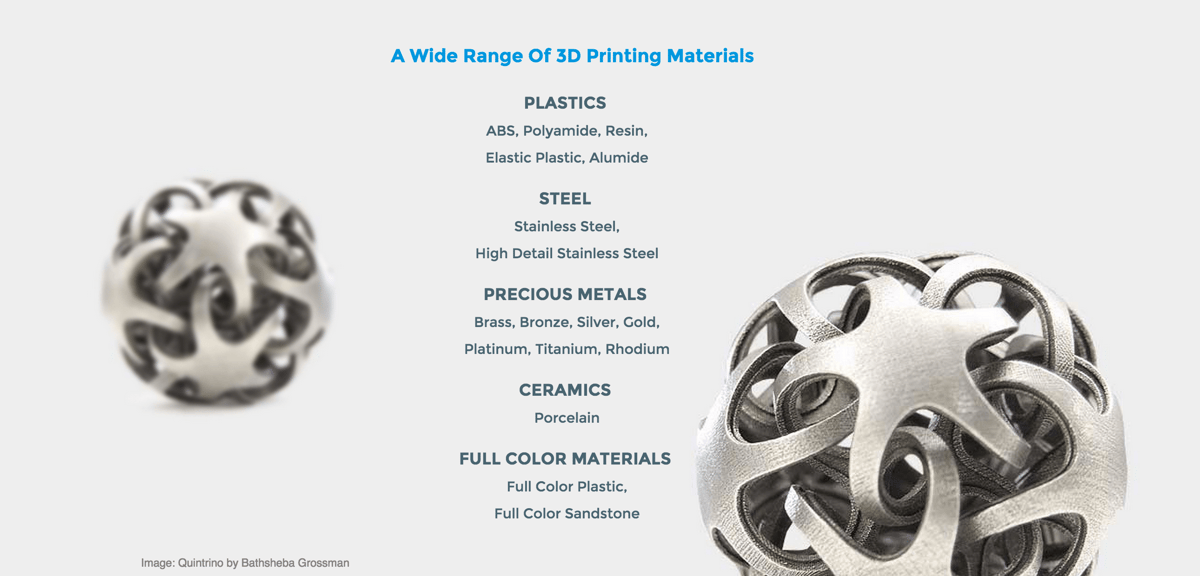 There’s a wide choice of materials available (image: All3DP)
