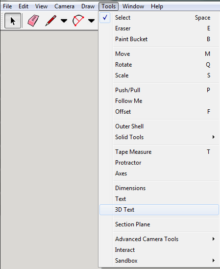 Select SketchUp's tool to create 3D text.