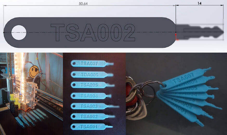 These are the 3D printed keys which can open your luggage - currently available for everyone (image: All3DP)