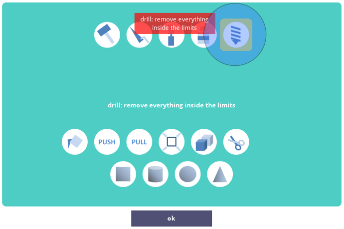 Select the Drill and click the cube to remove it. 