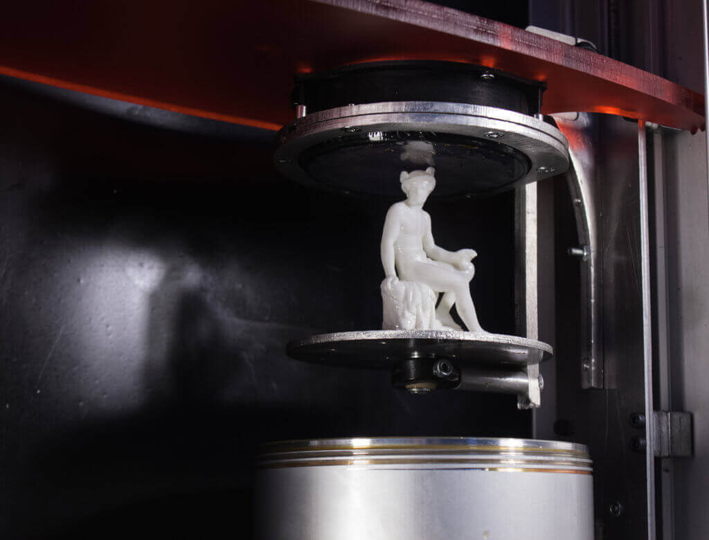 High precision though the 3D printer does not use the typical DLP bottom-up technology (source: WASP).