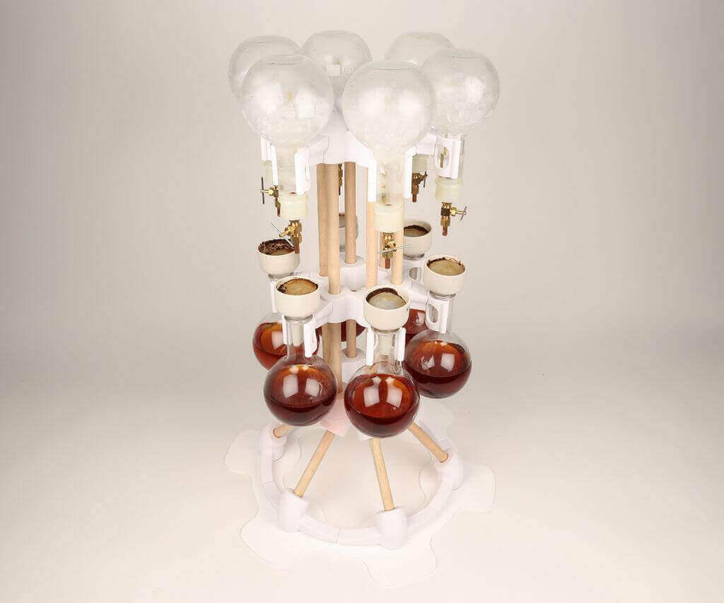 six flask cold coffee brewer