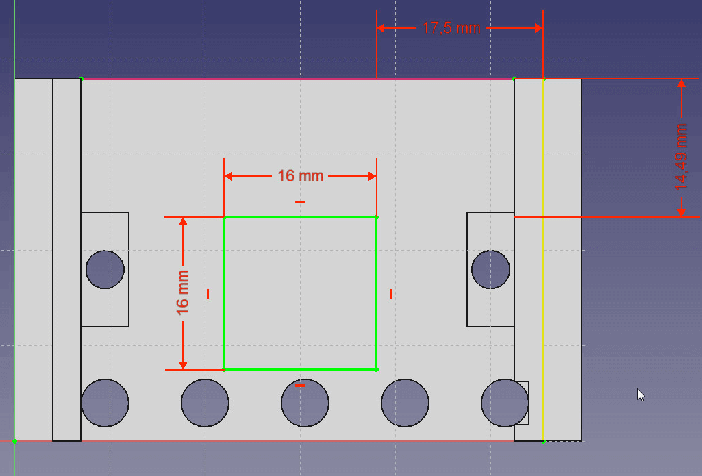 Make a quadratic cutout to make the LEDs visible.