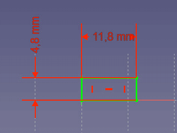 Draw a rectangle with 11.8 x 4.8mm.