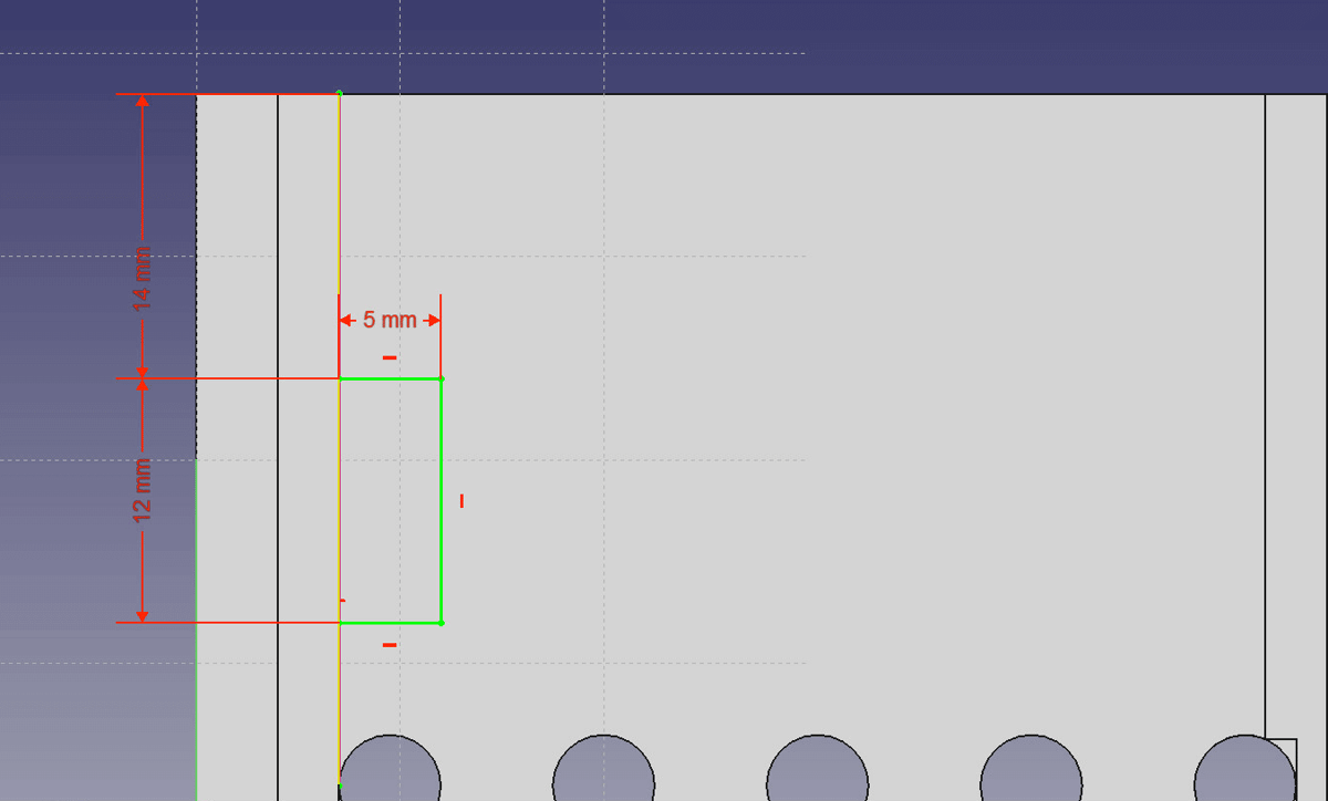 Draw a rectangle coincident to the left wall.