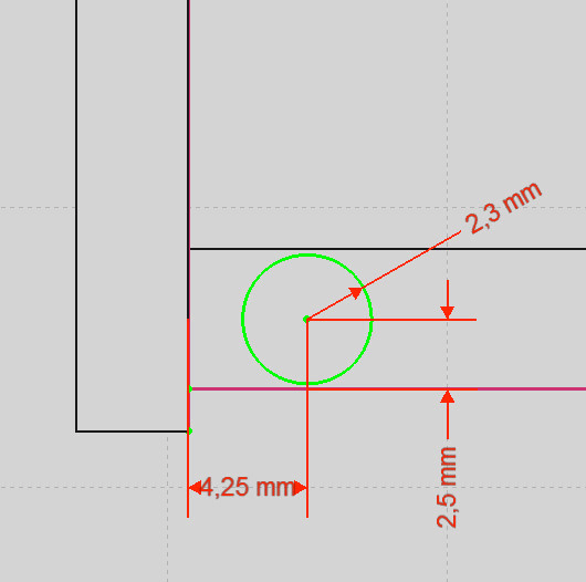 Draw a circle for the pins.
