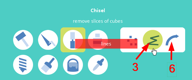 Either select the Lines or the Curves option of the Chisel tool.