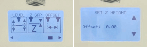 Use the Z-GAP icon on the CubeX display to set the Z-Gap height (source: Cubify).