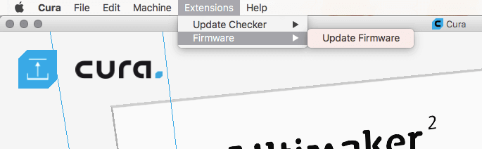 Cura allows you to download and install the latest firmware for your Ultimaker.