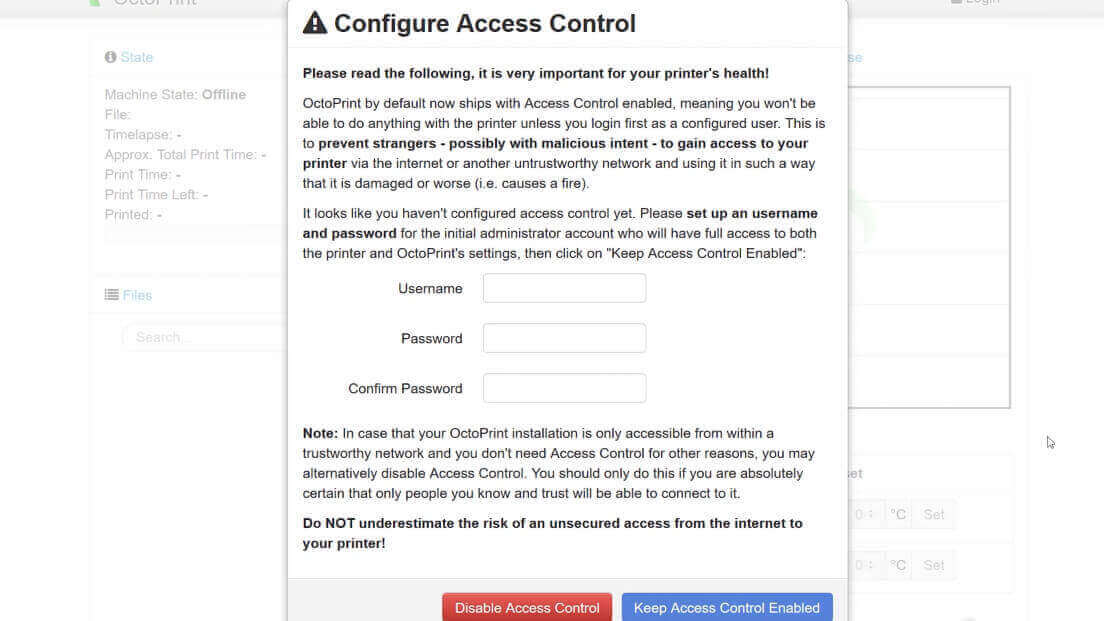 octoprint access control