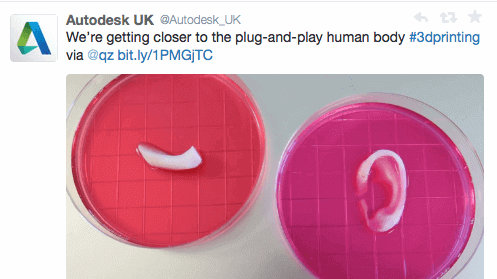 Autodesk UK Bioprinting Tweet