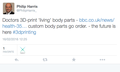 Philip Harris Bioprinting Tweet