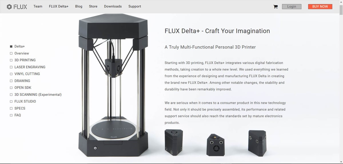 3D printing kickstarter Flux Delta Plus