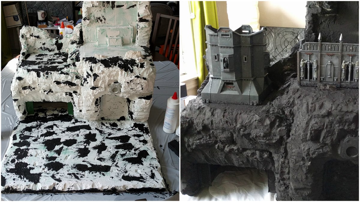 The display in various stages of construction