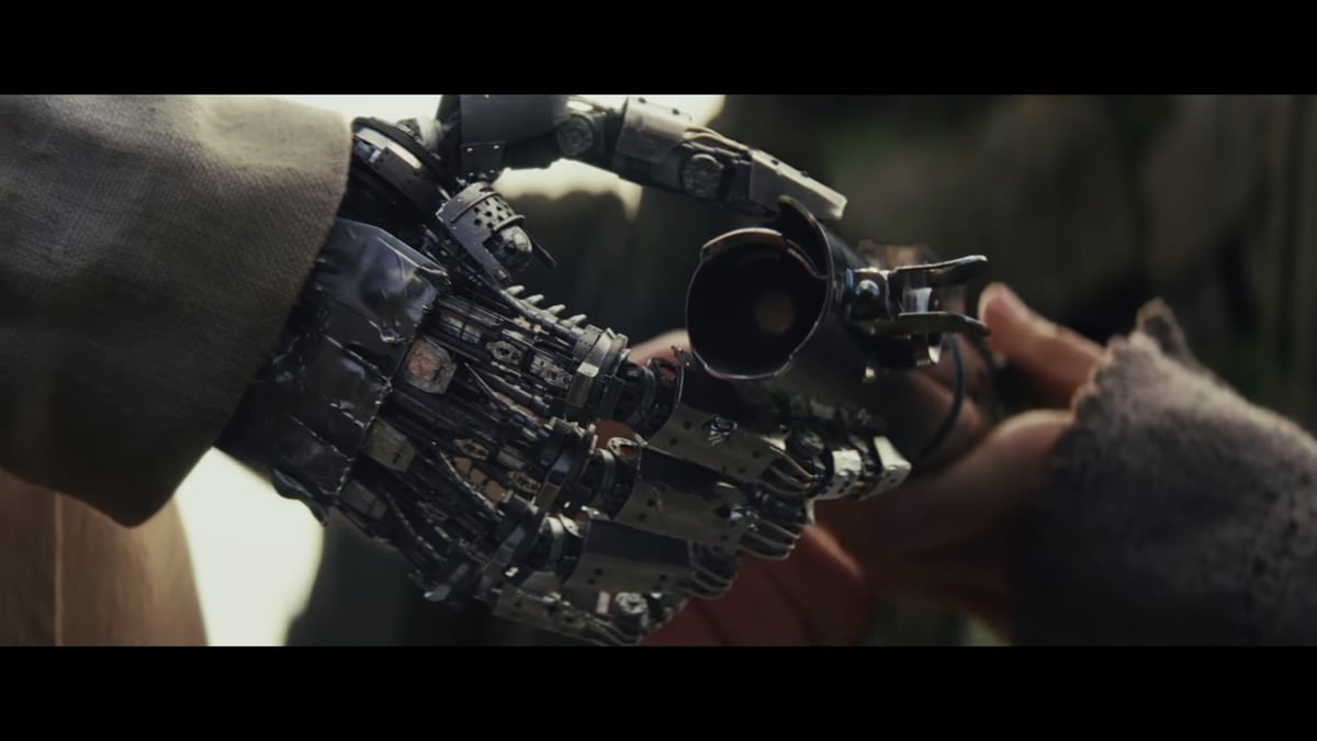 Luke receives his original lightsaber from Rey