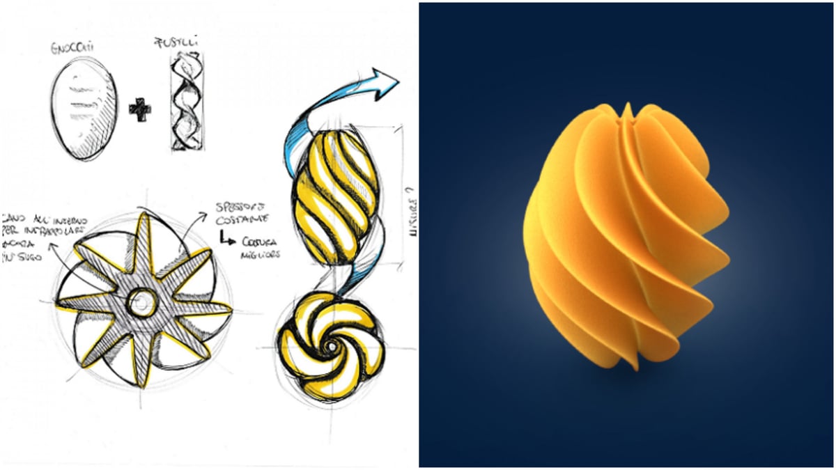 Anedda's Turbine took first place in the 3D printed pasta competition