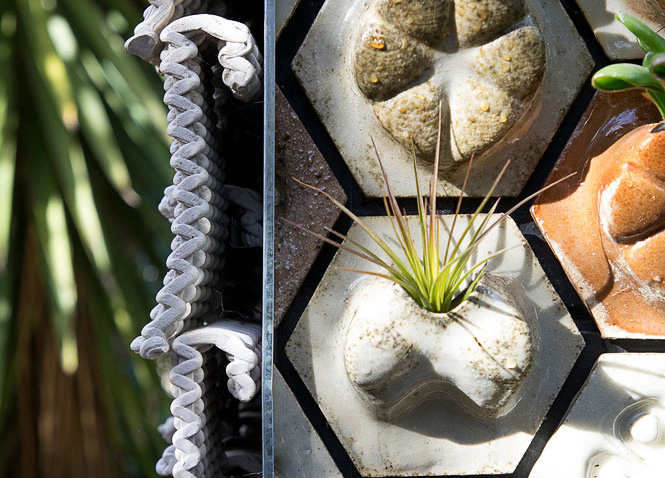 Emerging Objects Cabin of Curiosities - plant housing tiles and 3D printed "knit" tiles