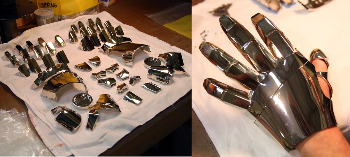 The gauntlet before and after assembly.