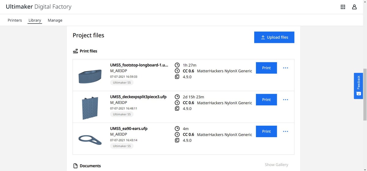 Ultimaker S5 Pro Bundle Digital Factory project view