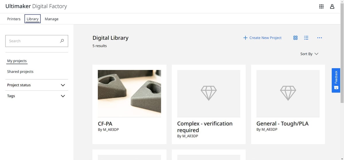 Ultimaker S5 Pro Bundle Digital Factory projects