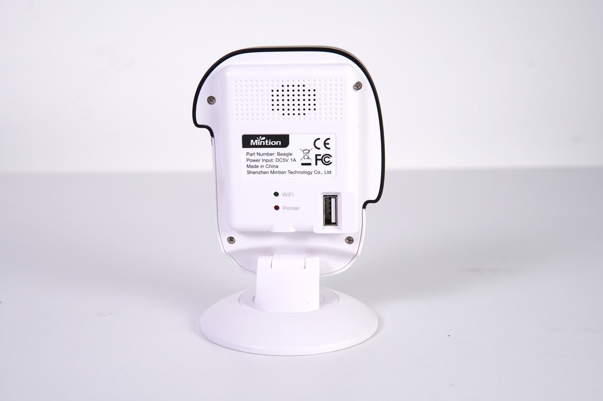 Mintion Beagle Camera rear with USB, speaker, and Wi-Fi and Power LEDs