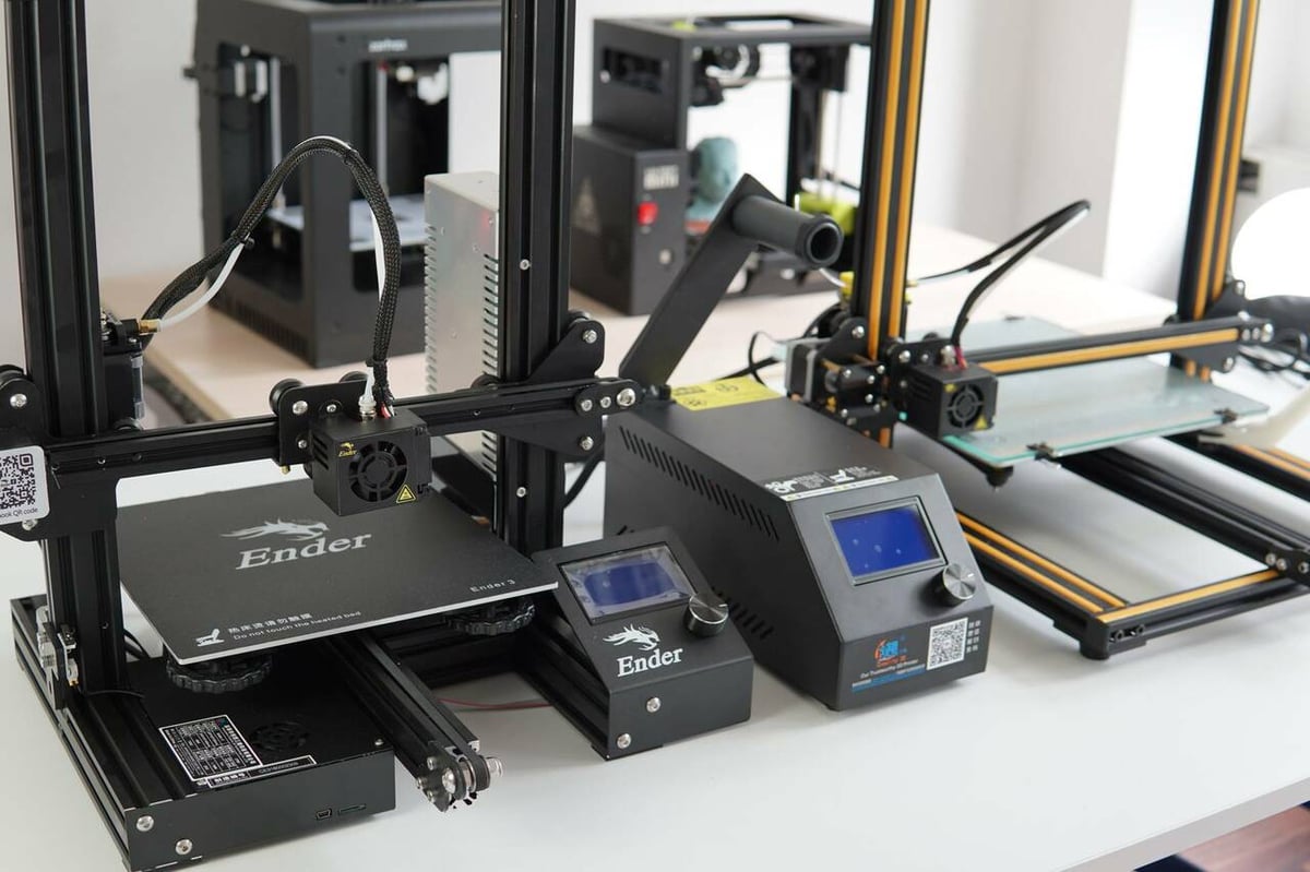 The original Ender 3 next to its predecessor, the CR-10