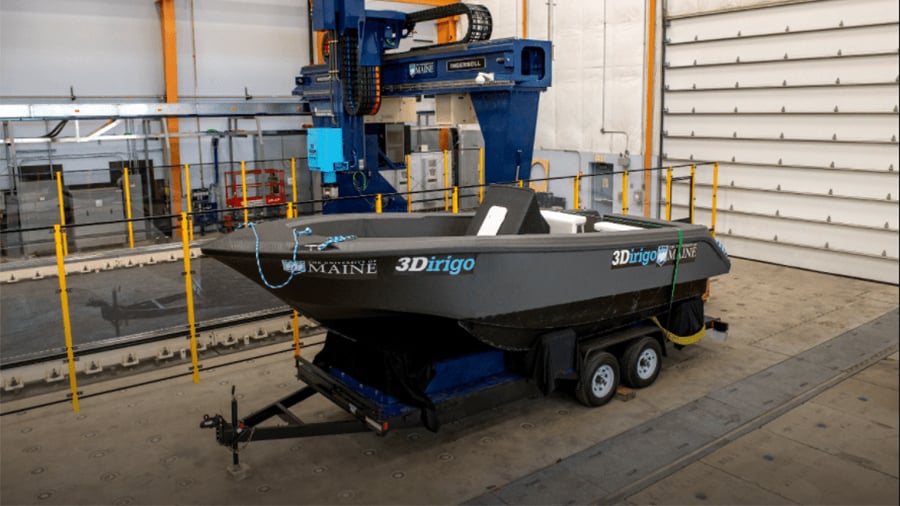An entirely 3D printed real-sized boat produced by the University of Maine