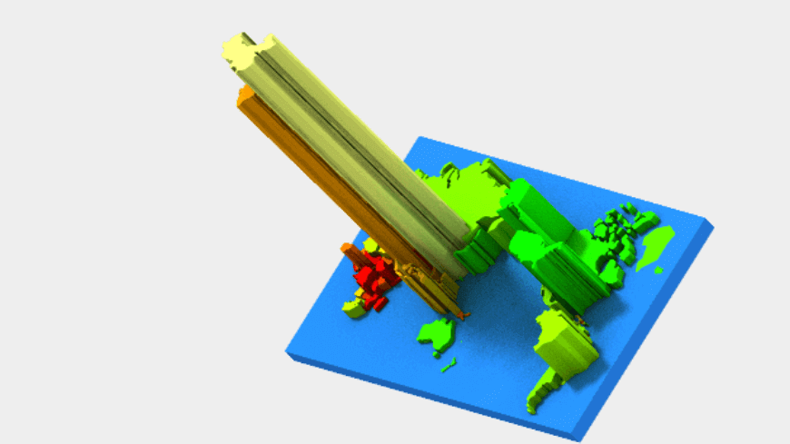 Featured image of 3D world map by population and income