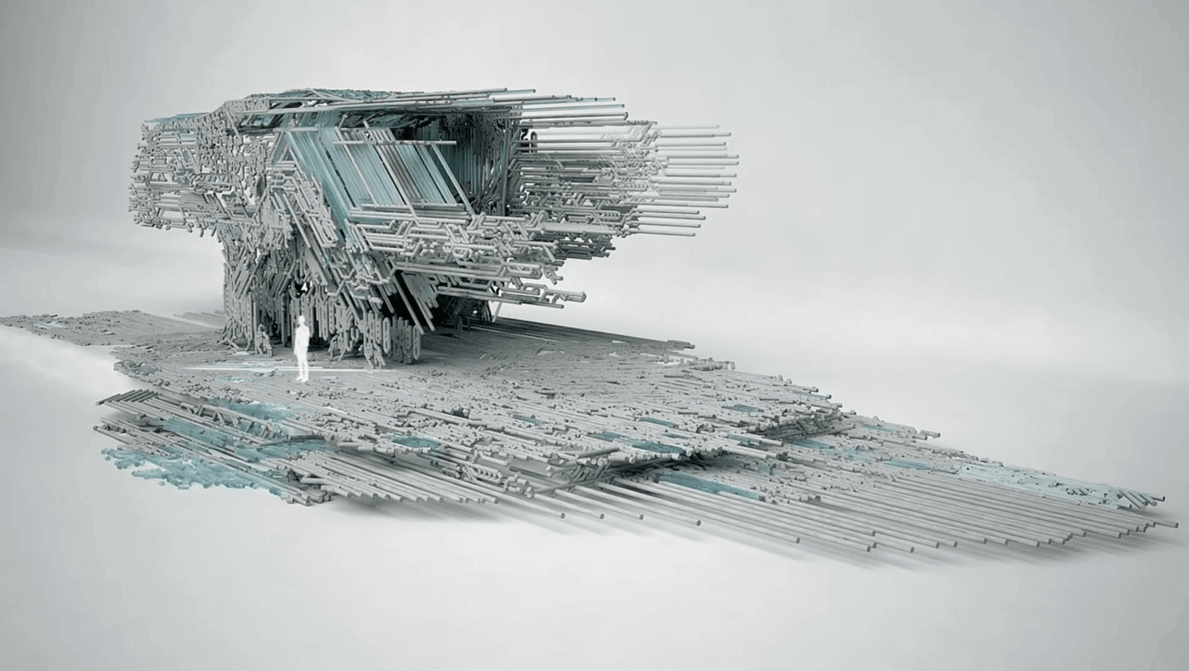 Featured image of “Fossilized” 3D Printed Concrete Structures by Amalgamma