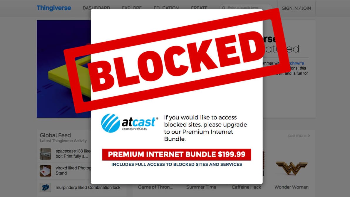 Featured image of Thingiverse Takes Part in Net Neutrality Day of Action