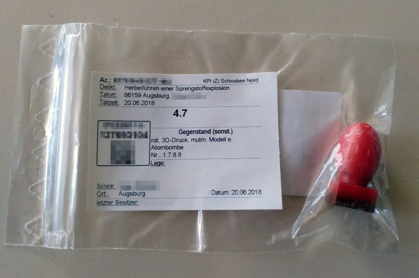 Featured image of German Police Raid Augsburg Fablab, Confiscate 3D Printed “Atom Bomb”