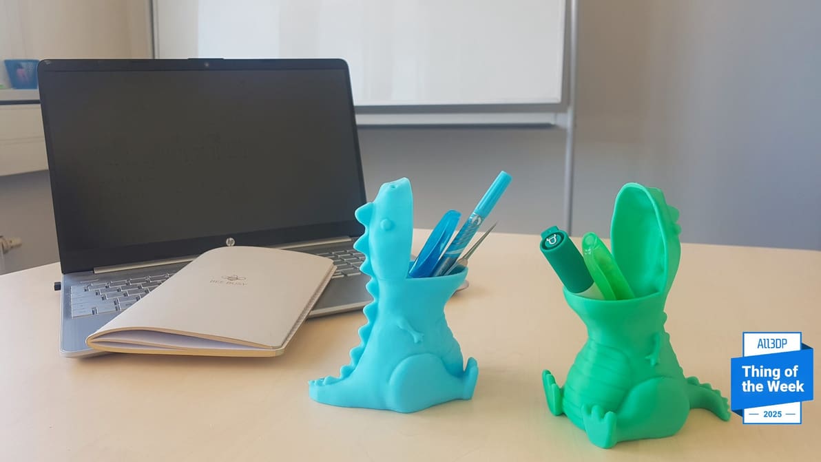 Imagem de destaque Porta-lápis de dinossauro para extinguir a desorganização