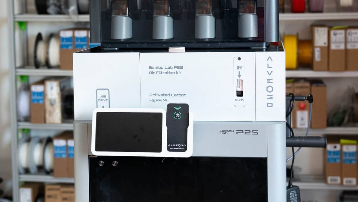 Imagen principal de Alveo3D lanza filtro HEPA14 para Bambu Lab P2S y mejora la captura de VOCs