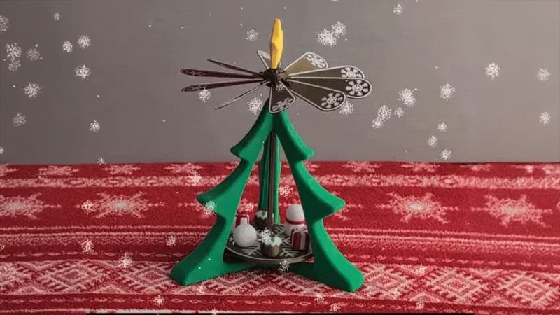 Featured image of All3DP Unwrapped 2024: Heat-Powered Rotating Christmas Tree