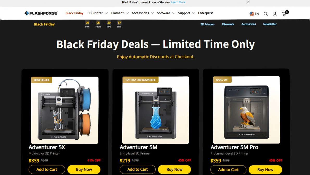 Featured image of Best Black Friday 3D Printer Deal? The FlashForge AD5X Multicolor Is Just $339