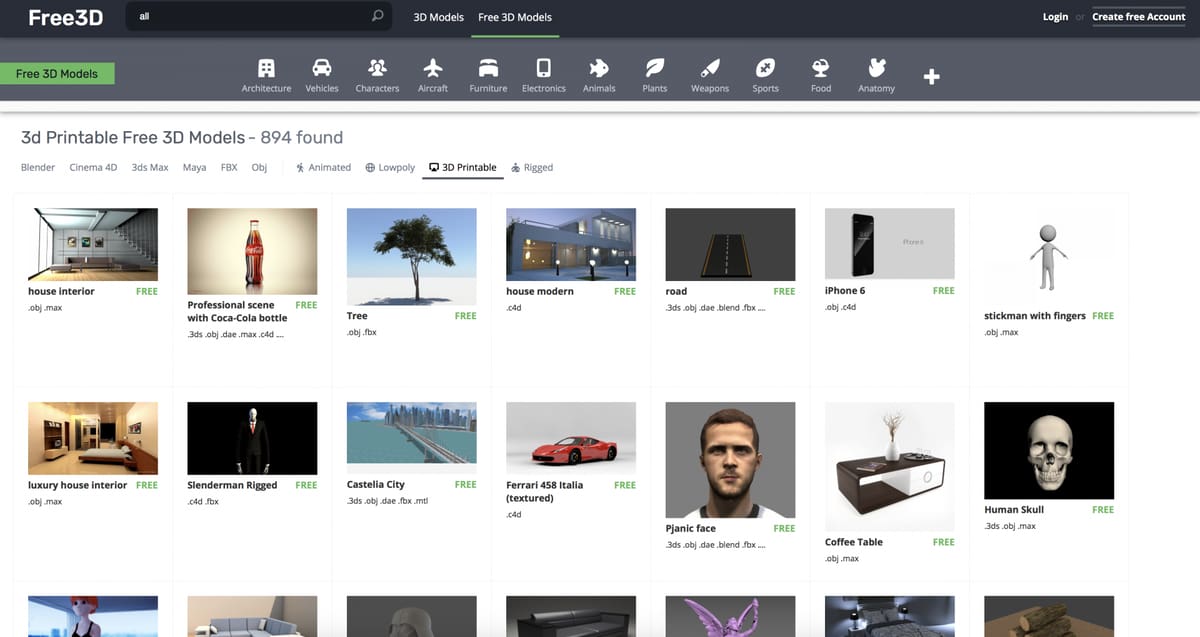 Image of Free STL Files for 3D Printing: Free3D
