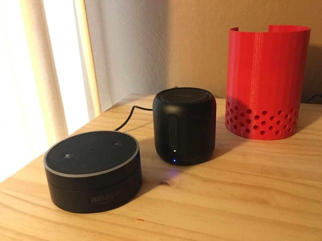 Image of The Best Echo Dot Accessories to 3D Print: Echo Dot + Anker SoundCore Mini Stand