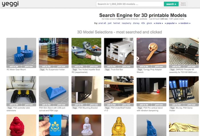 Image of Yeggi & Co. – Which Is The Best 3D Print Search Engine?: Yeggi