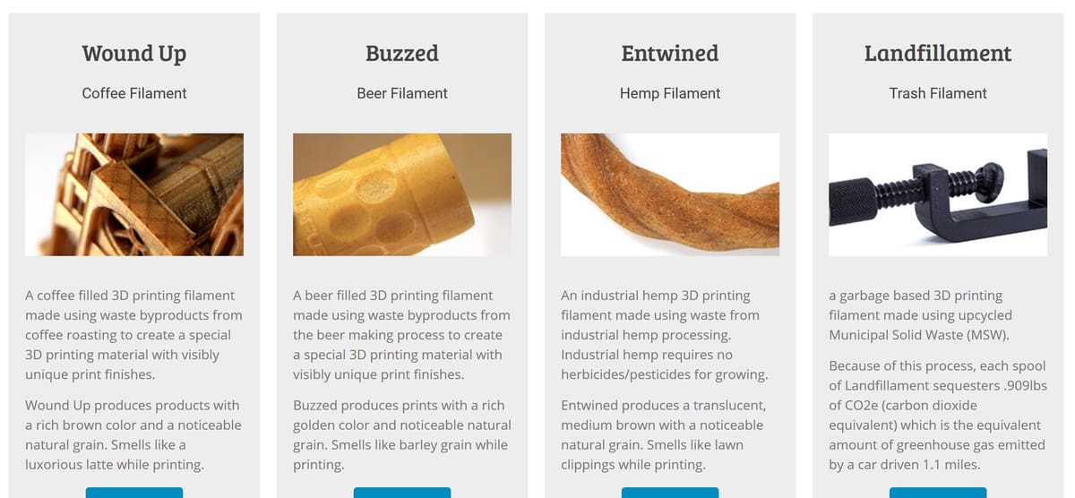 3DFuel's bio filament offerings