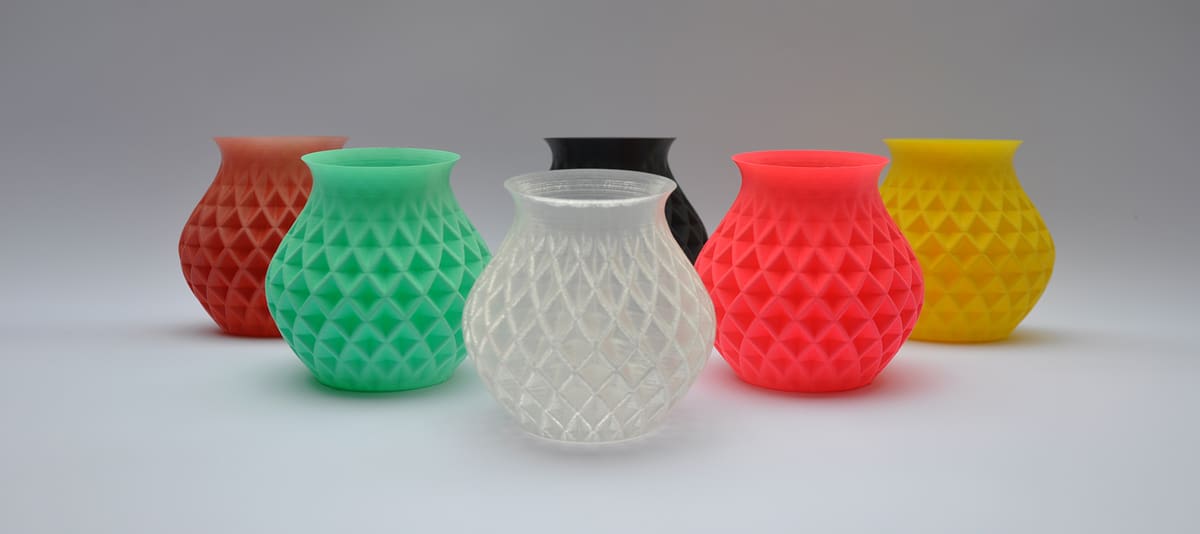 An array of prints made using Biome3D filament