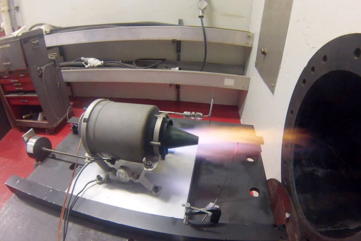 GE's mini jet engine during testing