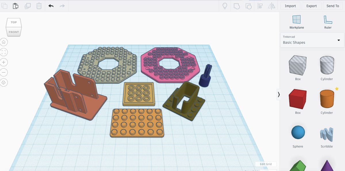 3D printable components imported to Tinkercad