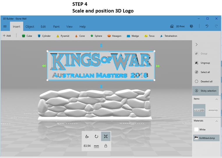 3D Builder - Scale & Position Image.