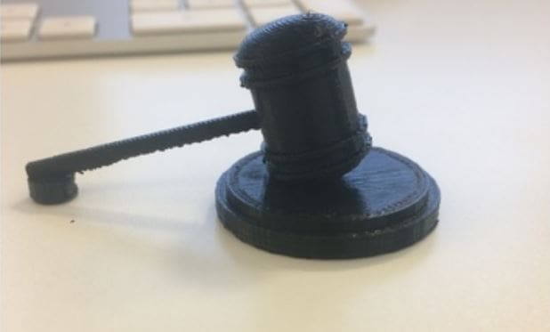 3D printed Gavel designed by Eric Stephens, a.k.a. Print_Advocate